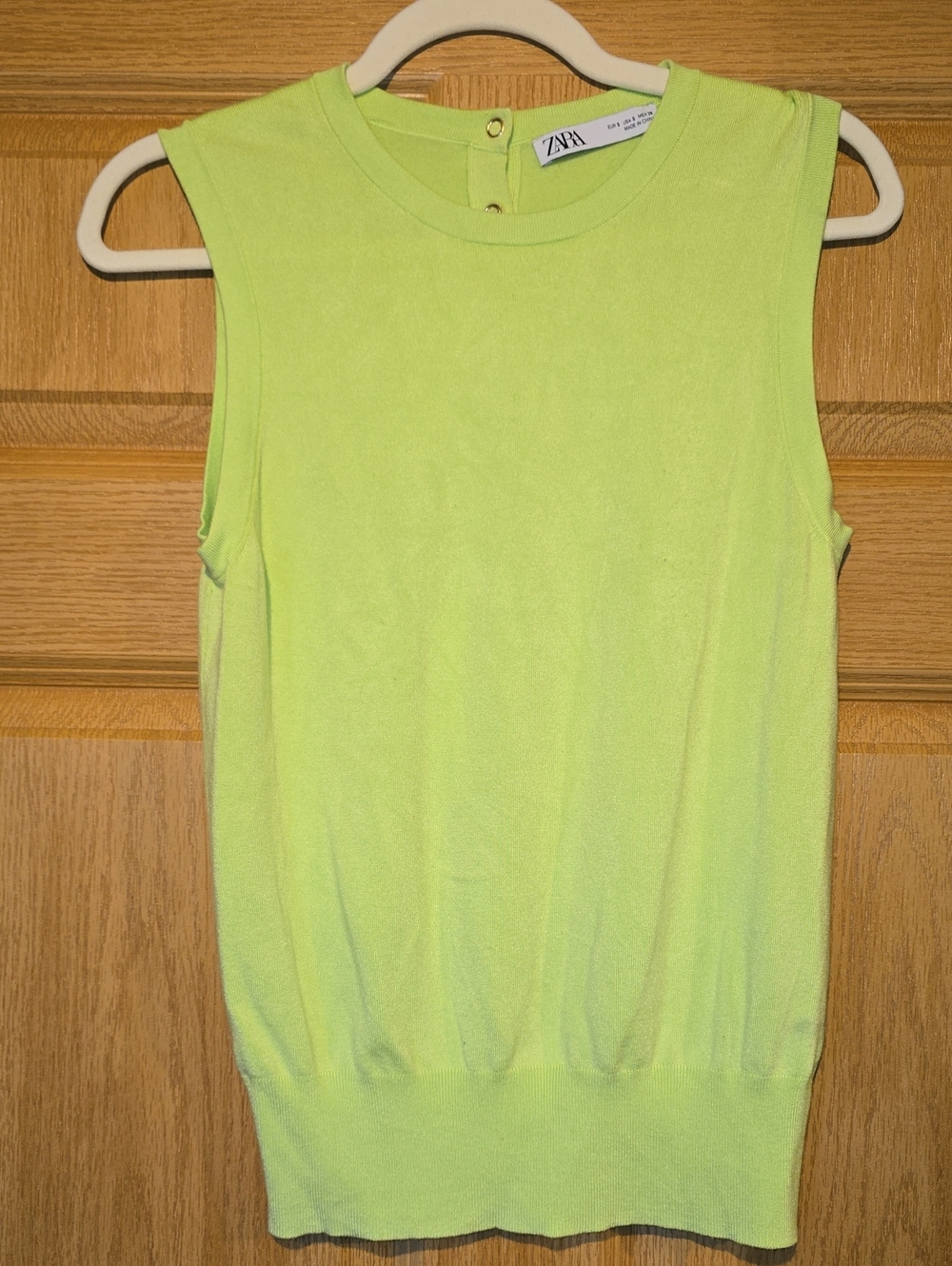 Zara Neon Lime Sleeveless Knit Tank